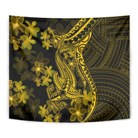 Gold Polynesia Shark Tattoo Tapestry With Polynesian Plumeria - Wonder Print Shop