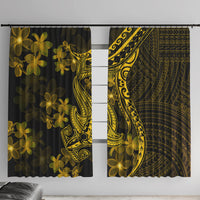 Gold Polynesia Shark Tattoo Window Curtain With Polynesian Plumeria - Wonder Print Shop