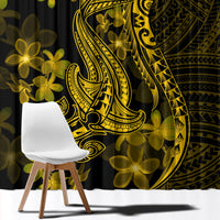 Gold Polynesia Shark Tattoo Window Curtain With Polynesian Plumeria - Wonder Print Shop