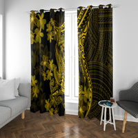 Gold Polynesia Shark Tattoo Window Curtain With Polynesian Plumeria - Wonder Print Shop