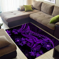 Purple Polynesia Shark Tattoo Area Rug With Polynesian Plumeria - Wonder Print Shop
