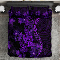 Purple Polynesia Shark Tattoo Bedding Set With Polynesian Plumeria - Wonder Print Shop