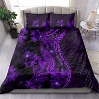 Purple Polynesia Shark Tattoo Bedding Set With Polynesian Plumeria - Wonder Print Shop