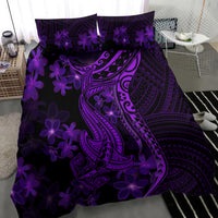 Purple Polynesia Shark Tattoo Bedding Set With Polynesian Plumeria - Wonder Print Shop