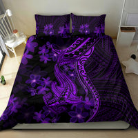 Purple Polynesia Shark Tattoo Bedding Set With Polynesian Plumeria - Wonder Print Shop