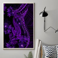 Purple Polynesia Shark Tattoo Canvas Wall Art With Polynesian Plumeria - Wonder Print Shop