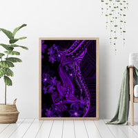 Purple Polynesia Shark Tattoo Canvas Wall Art With Polynesian Plumeria - Wonder Print Shop