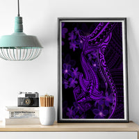 Purple Polynesia Shark Tattoo Canvas Wall Art With Polynesian Plumeria - Wonder Print Shop