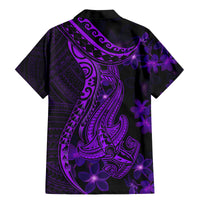 Purple Polynesia Shark Tattoo Family Matching Mermaid Dress and Hawaiian Shirt With Polynesian Plumeria - Wonder Print Shop
