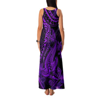 Purple Polynesia Shark Tattoo Family Matching Tank Maxi Dress and Hawaiian Shirt With Polynesian Plumeria - Wonder Print Shop