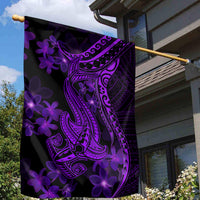 Purple Polynesia Shark Tattoo Garden Flag With Polynesian Plumeria - Wonder Print Shop