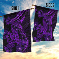 Purple Polynesia Shark Tattoo Garden Flag With Polynesian Plumeria - Wonder Print Shop
