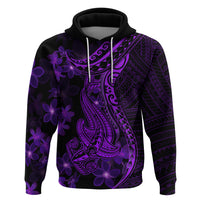 Purple Polynesia Shark Tattoo Hoodie With Polynesian Plumeria - Wonder Print Shop
