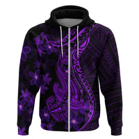 Purple Polynesia Shark Tattoo Hoodie With Polynesian Plumeria - Wonder Print Shop