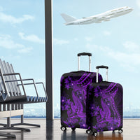Purple Polynesia Shark Tattoo Luggage Cover With Polynesian Plumeria - Wonder Print Shop