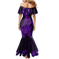 Purple Polynesia Shark Tattoo Mermaid Dress With Polynesian Plumeria - Wonder Print Shop