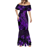 Purple Polynesia Shark Tattoo Mermaid Dress With Polynesian Plumeria - Wonder Print Shop