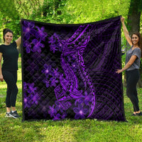 Purple Polynesia Shark Tattoo Quilt With Polynesian Plumeria - Wonder Print Shop