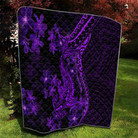 Purple Polynesia Shark Tattoo Quilt With Polynesian Plumeria - Wonder Print Shop