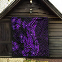 Purple Polynesia Shark Tattoo Quilt With Polynesian Plumeria - Wonder Print Shop