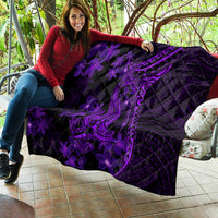 Purple Polynesia Shark Tattoo Quilt With Polynesian Plumeria - Wonder Print Shop