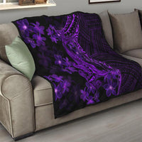Purple Polynesia Shark Tattoo Quilt With Polynesian Plumeria - Wonder Print Shop