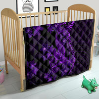 Purple Polynesia Shark Tattoo Quilt With Polynesian Plumeria - Wonder Print Shop