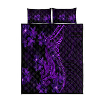 Purple Polynesia Shark Tattoo Quilt Bed Set With Polynesian Plumeria - Wonder Print Shop