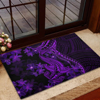 Purple Polynesia Shark Tattoo Rubber Doormat With Polynesian Plumeria - Wonder Print Shop