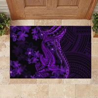 Purple Polynesia Shark Tattoo Rubber Doormat With Polynesian Plumeria - Wonder Print Shop