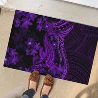 Purple Polynesia Shark Tattoo Rubber Doormat With Polynesian Plumeria - Wonder Print Shop