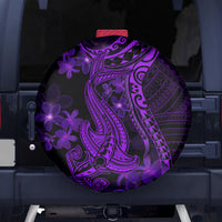 Purple Polynesia Shark Tattoo Spare Tire Cover With Polynesian Plumeria - Wonder Print Shop