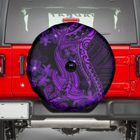 Purple Polynesia Shark Tattoo Spare Tire Cover With Polynesian Plumeria - Wonder Print Shop