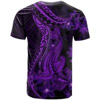 Purple Polynesia Shark Tattoo T Shirt With Polynesian Plumeria - Wonder Print Shop