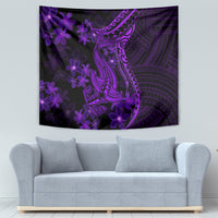 Purple Polynesia Shark Tattoo Tapestry With Polynesian Plumeria - Wonder Print Shop