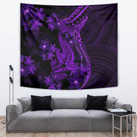 Purple Polynesia Shark Tattoo Tapestry With Polynesian Plumeria - Wonder Print Shop