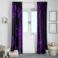 Purple Polynesia Shark Tattoo Window Curtain With Polynesian Plumeria - Wonder Print Shop