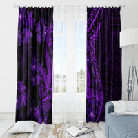 Purple Polynesia Shark Tattoo Window Curtain With Polynesian Plumeria - Wonder Print Shop