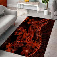 Red Polynesia Area Rug Shark Tattoo With Polynesian Plumeria - Wonder Print Shop