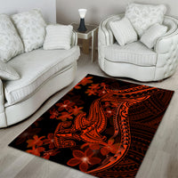 Red Polynesia Area Rug Shark Tattoo With Polynesian Plumeria - Wonder Print Shop