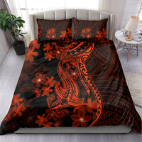 Red Polynesia Bedding Set Shark Tattoo With Polynesian Plumeria - Wonder Print Shop