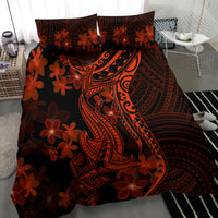 Red Polynesia Bedding Set Shark Tattoo With Polynesian Plumeria - Wonder Print Shop