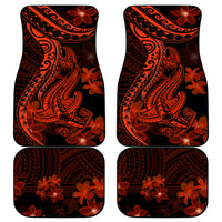 Red Polynesia Car Mats Shark Tattoo With Polynesian Plumeria - Wonder Print Shop