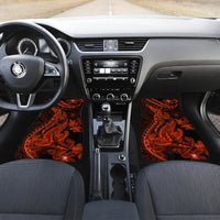 Red Polynesia Car Mats Shark Tattoo With Polynesian Plumeria - Wonder Print Shop