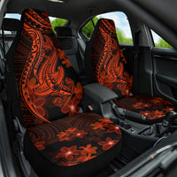Red Polynesia Car Seat Cover Shark Tattoo With Polynesian Plumeria - Wonder Print Shop
