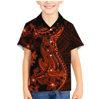 Red Polynesia Family Matching Mermaid Dress and Hawaiian Shirt Shark Tattoo With Polynesian Plumeria - Wonder Print Shop