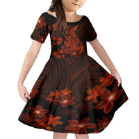 Red Polynesia Family Matching Short Sleeve Bodycon Dress and Hawaiian Shirt Shark Tattoo With Polynesian Plumeria - Wonder Print Shop