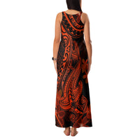 Red Polynesia Family Matching Tank Maxi Dress and Hawaiian Shirt Shark Tattoo With Polynesian Plumeria - Wonder Print Shop
