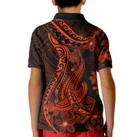Red Polynesia Kid Polo Shirt Shark Tattoo With Polynesian Plumeria - Wonder Print Shop