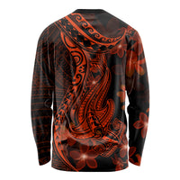 Red Polynesia Long Sleeve Shirt Shark Tattoo With Polynesian Plumeria - Wonder Print Shop